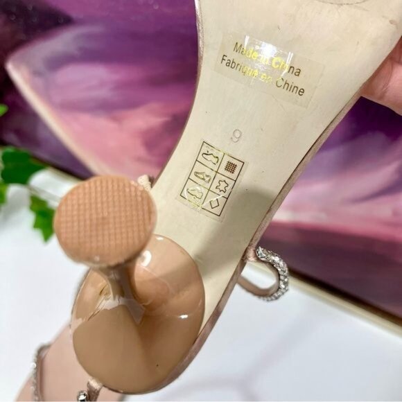 Jeffrey Campbell Demonic EmbellishedHigh Heel Sandals in Natural Satin Size 9 - Picture 11 of 14